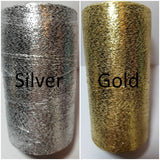 silver and gold shimmer thread