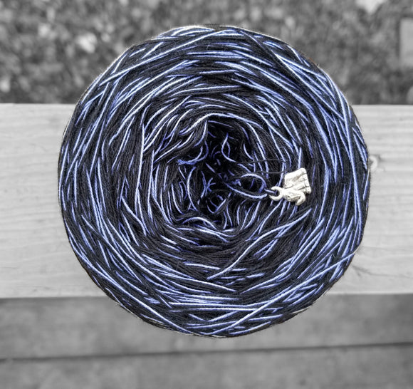 black and periwinkle variegated yarn